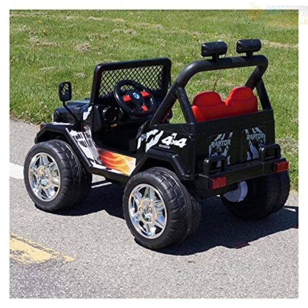 KIDS 12V RAPTOR ELECTRIC RIDE ON CAR 4X4 JEEP 2-SEATER REMOTE CONTROL  BLACK - LK Auto Factors