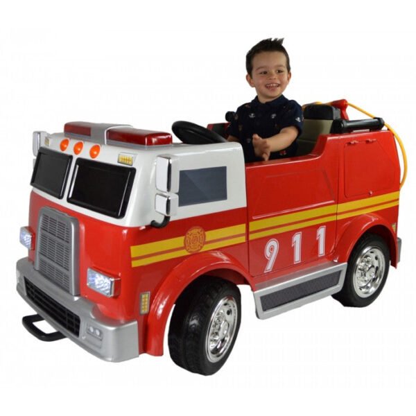 Hand Painted Electric Kids Ride On Toy Fire Engine - Deluxe Version - LK Auto Factors