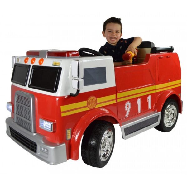 Hand Painted Electric Kids Ride On Toy Fire Engine - Deluxe Version - LK Auto Factors